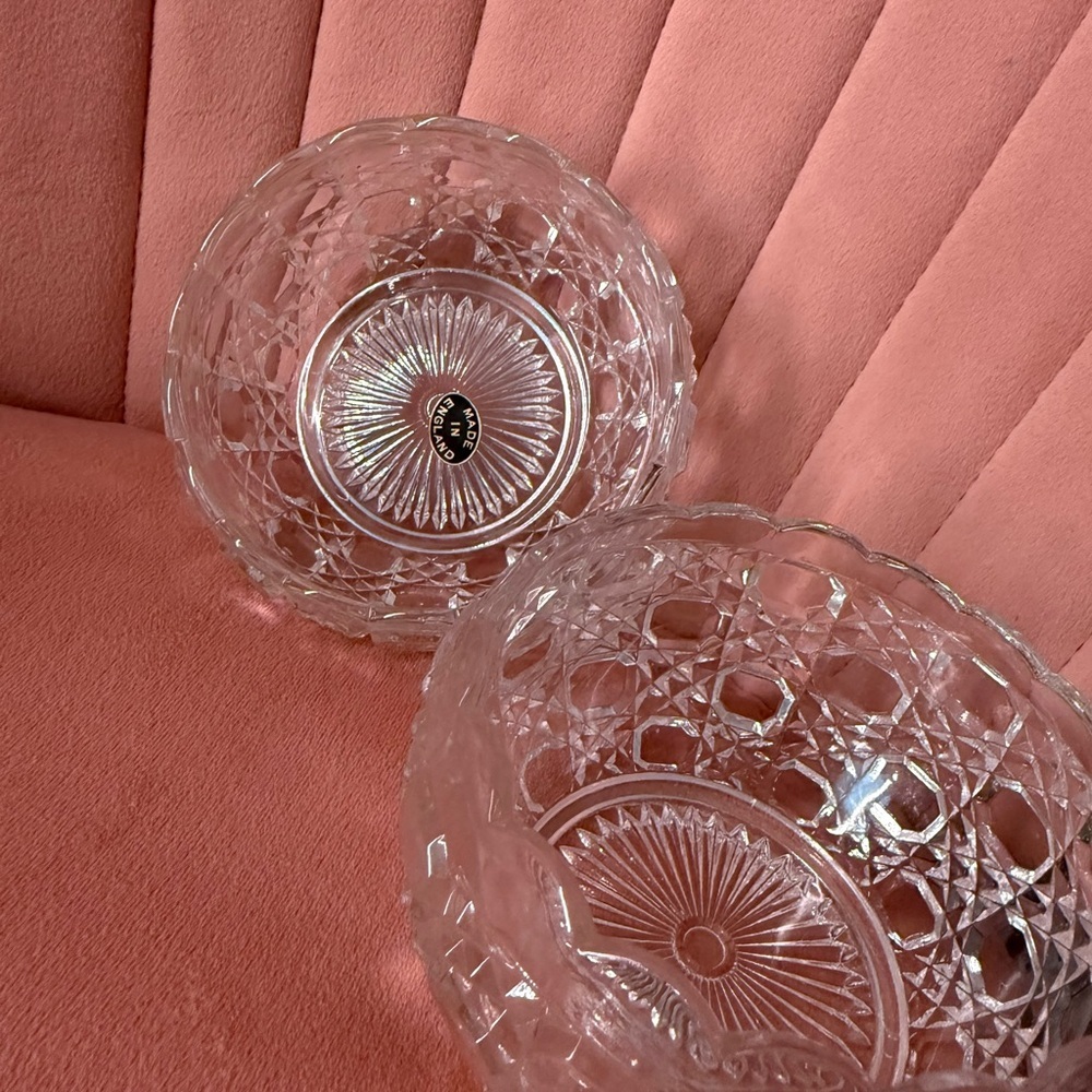 vintage crystal bowl made in england - Picture 2 of 3